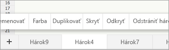 Vybraté uško hárka so zobrazeným príkazom Premenovať