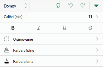 Možnosti formátovania písma v Exceli pre iOS
