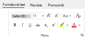 Skupina Formátovať text v Outlooku.