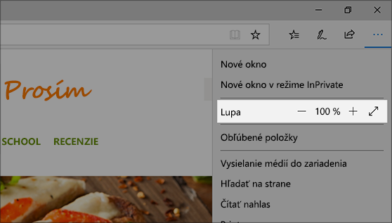 Zväčšovacie sklo slúži na priblíženie častí obrazovky tak, aby boli lepšie viditeľné.