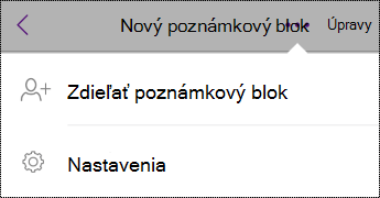 Tlačidlo nastavenia v poznámkových blokoch v iPhone.