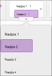 Ponuka štýlov nadpisu vo OneNote pre Mac,