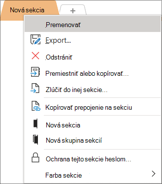 Snímka obrazovky s kontextovou ponukou a vybratou možnosťou Premenovať.