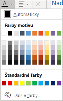 Snímka obrazovky s možnosťou farby písma v ponuke Domov.