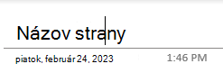Textové polia názvu strany na strane vo OneNote pre Windows 10.
