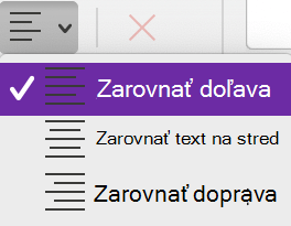 Ponuka Zarovnanie odseku vo OneNote pre Mac.