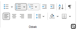Skupina Odsek na páse s nástrojmi v Outlooku.