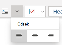 Ponuka Odsek zobrazujúca možnosti dostupné vo OneNote pre Windows 10.