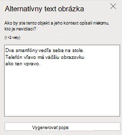 Tabla Alternatívny text obrázka v PowerPoint pre web.