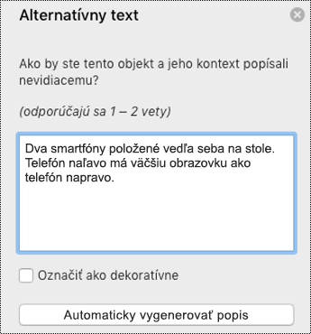Alternatívny text v PowerPointe pre Mac