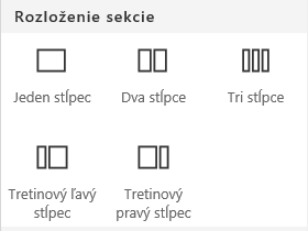 Snímka obrazovky s ponukou Rozloženie sekcie v SharePointe.