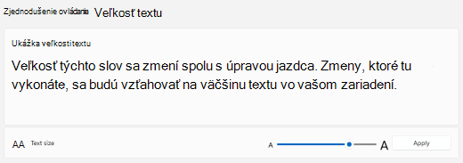 Jazdec veľkosti textu vo Windowse 11