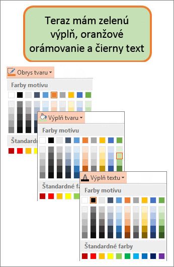 Tvar s novými farbami výplne, textu a orámovania
