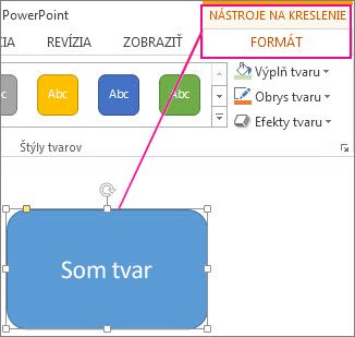Po vybratí tvaru sa zobrazia Nástroje na kreslenie