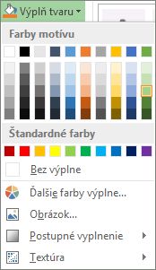 Ponuka možností farieb Výplň tvaru