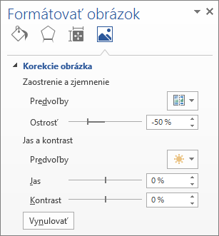 Možnosti opráv obrázkov na pracovnej table Formátovať obrázok