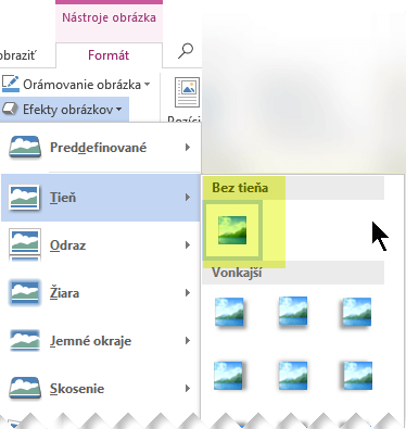 Výberom možnosti Bez efektu môžete vypnúť nežiaduci efekt obrázka.