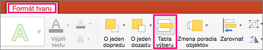 Zobrazuje kartu Formát tvaru v PowerPointe 2016 pre Mac