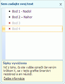 Textová tabla s červenými krížikmi