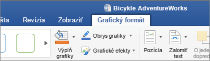 Vybratý obrázok SVG povolí kartu Formát grafiky na páse s nástrojmi