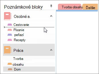 Presun častí medzi poznámkovými blokmi