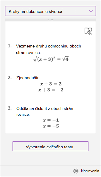 Kroky riešenia na pracovnej table Matematického asistenta