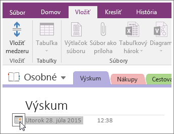 Snímka obrazovky s postupom zmeny dátumovej pečiatky strany vo OneNote 2016.