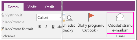 Snímka obrazovky s tlačidlom Odoslať stranu e-mailom vo OneNote 2016.