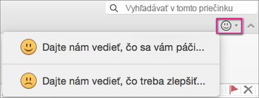 Kliknite na možnosť na odoslanie pripomienok.