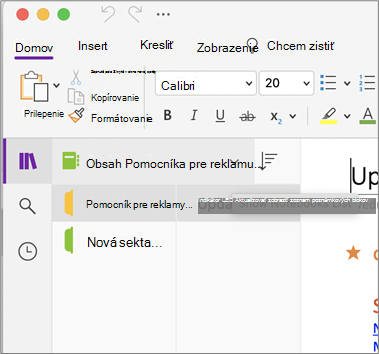 Zobrazenie zoznamu poznámkových blokov