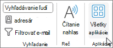 Tlačidlo Všetky aplikácie v Outlooku pre Windows