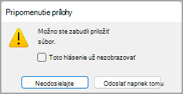 Obrázok dialógového okna Pripomenutie prílohy.