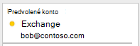 Zobrazuje konto Exchange na ľavej table Outlook pre Mac s ikonou oranžového indikátora, vedľa ktorého signalizuje problém s pripojením.