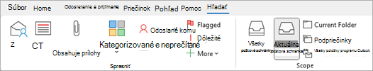 Na páse s nástrojmi vyberte prílohy, ktoré chcete vyhľadať položky, ktoré obsahujú súbory.