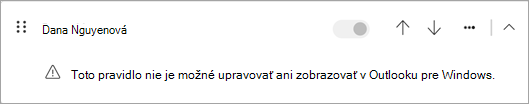 Niektoré typy pravidiel na strane klienta, ktoré migrovali z klasického Outlooku, nemožno upravovať ani zobraziť v novom Outlooku.