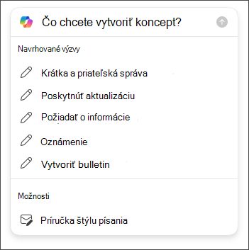Možnosti výberu dĺžky a tónu pri písaní e-mailov v Outlooku pomocou funkcie Copilot