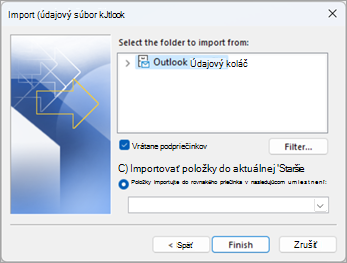 Výber priečinka, z ktorého sa má importovať