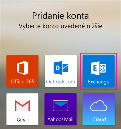 Pridanie konta Exchange