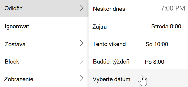 Používanie odloženia v novom Outlooku pre Windows