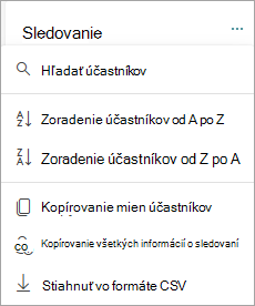 Zoradenie a vyhľadávanie účastníkov