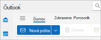 Snímka obrazovky s novým pásom s nástrojmi Outlooku