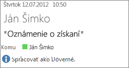 E-mail označený ako dôverný