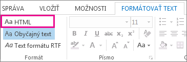 Možnosť formátu HTML na karte Formátovať text v správe