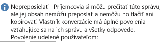 Správa Nepreposielať pridaná k vášmu e-mailu.