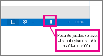Posuňte bežec doprava na priblíženie.