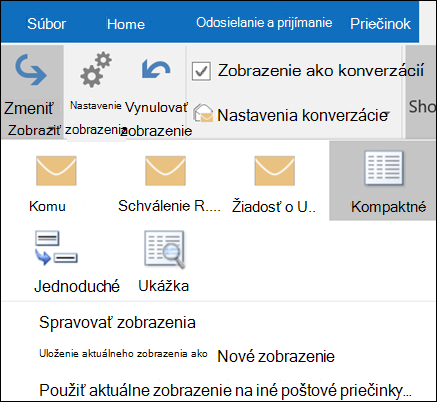 Vyberte položku Zmeniť zobrazenie a vyberte nové zobrazenie.