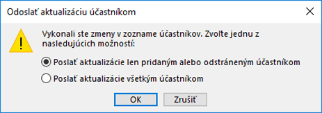 Môžete si vybrať, či chcete odoslať aktualizáciu všetkým účastníkom.