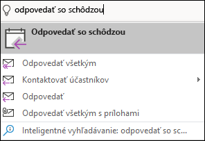 Použitie funkcie Povedzte, čo chcete urobiť na vyhľadanie položiek ponuky