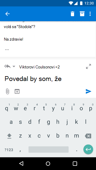 Písanie e-mailov v Outlooku Mobile