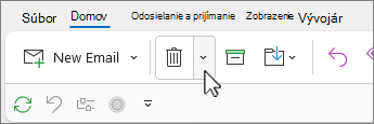 Vyčistenie konverzácie vybratá šípka nadol